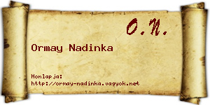 Ormay Nadinka névjegykártya
